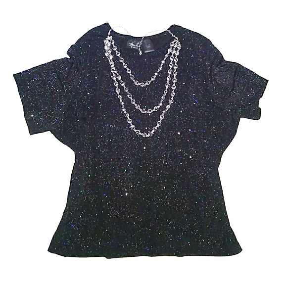 Kathie Lee Collection Tops - 🎈SALE Solid Black Mesh -like w Metallic Sparkles